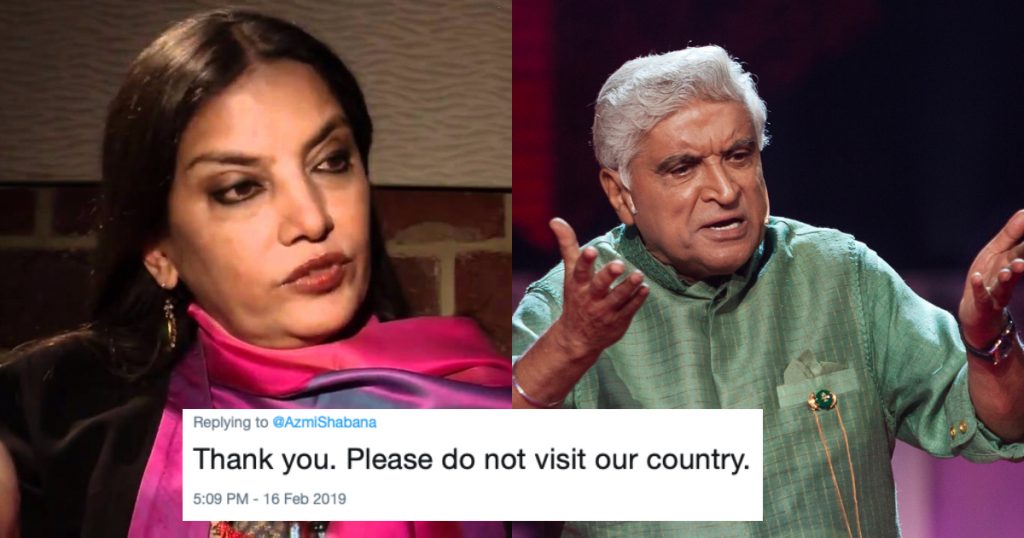Shabana Azmi And Javed Akhtar Cancelled Their Visit To Karachi After Pulwama Terror Attack And Pakistan Doesn't Care - Parhlo.com